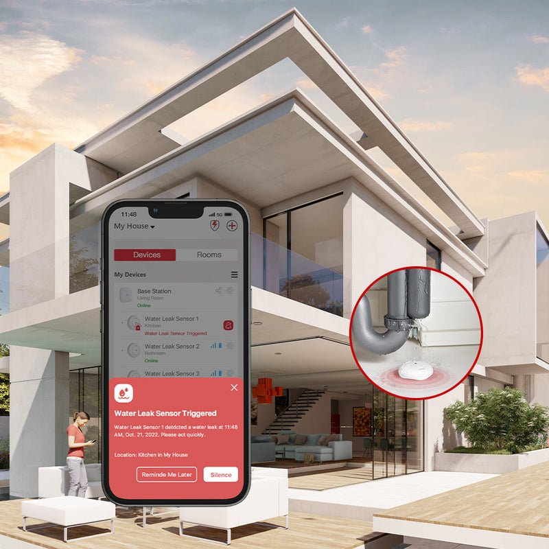 X-Sense Smart Water Leak Detector SWS51&SWS54, work with the SBS50 Home Safety Hub