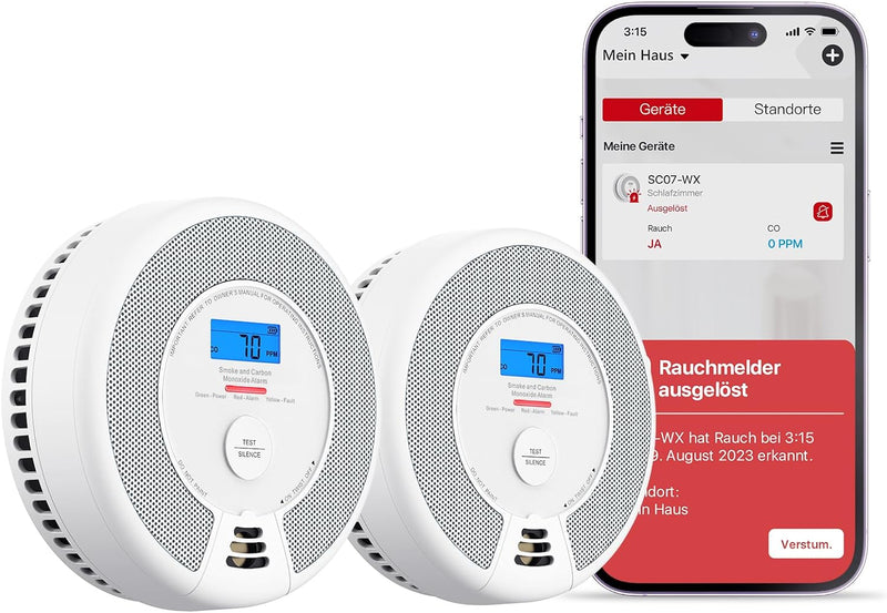 X-Sense SC07-WX Smart Wifi Smoke & Carbon Monoxide Detector Combo Alarm with LCD